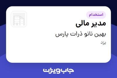  استخدام مدیر مالی در بهین نانو ذرات پارس