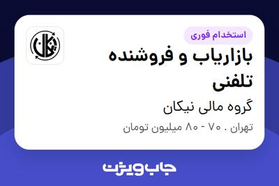 استخدام بازاریاب و فروشنده تلفنی در گروه مالی نیکان