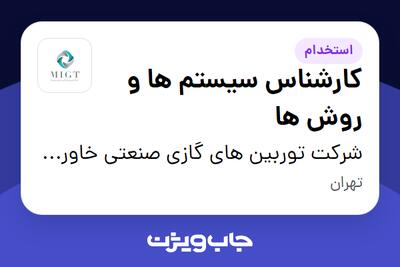  استخدام کارشناس سیستم ها و روش ها در شرکت توربین های گازی صنعتی خاورمیانه
