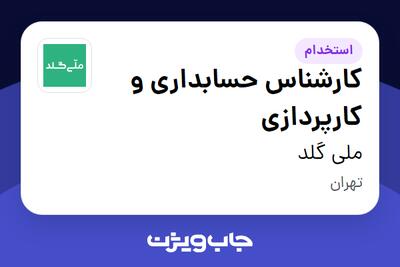  استخدام کارشناس حسابداری و کارپردازی در ملی گلد