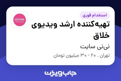  استخدام تهیه‌کننده ارشد ویدیوی خلاق در نی‌نی سایت
