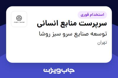 استخدام سرپرست منابع انسانی در توسعه صنایع سرو سبز روشا