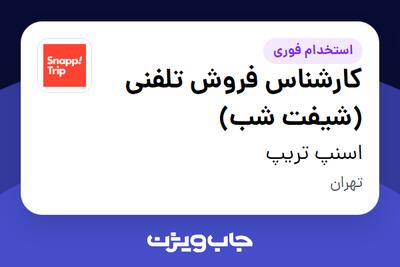  استخدام کارشناس فروش تلفنی (شیفت شب) در اسنپ تریپ