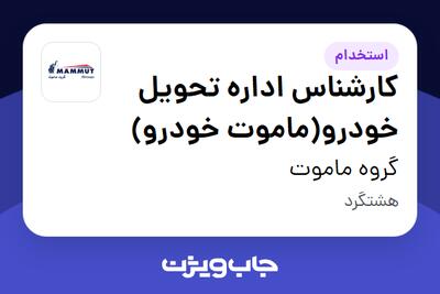  استخدام کارشناس اداره تحویل خودرو(ماموت خودرو) - آقا در گروه ماموت