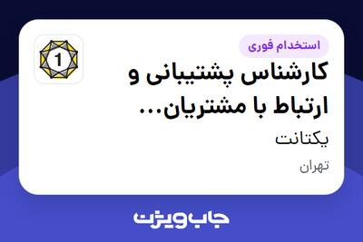  استخدام کارشناس پشتیبانی و ارتباط با مشتریان (شیفت شب) در یکتانت