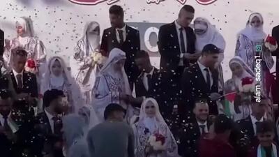  تولد امید در غزه با مراسم عروسی دسته‌جمعی پس از جنگ