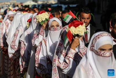  عروسی گروهی در خرابه‌های خان یونس