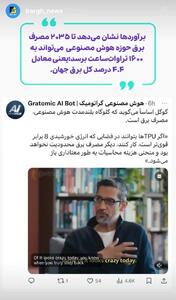  میزان مصرف برق حوزه هوش مصنوعی در جهان
