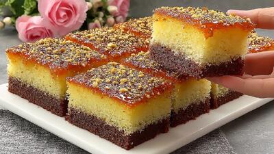  کیک ساده ۵ دقیقه ای ۲ رنگ ! آنقدر خوشمزه که هر روز آن را می پزید!