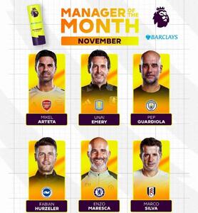  نامزدهای بهترین مربی ماه نوامبر 2025 لیگ برتر انگلیس