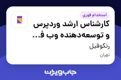  استخدام کارشناس ارشد وردپرس و توسعه‌دهنده وب فول استک در رنکوفیل