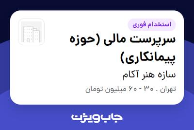  استخدام سرپرست مالی (حوزه پیمانکاری) در سازه هنر آکام