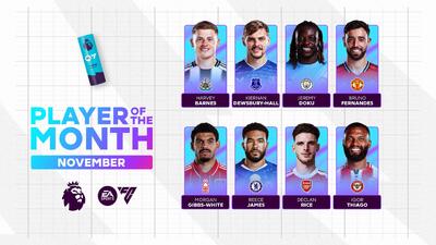  نامزدهای بهترین بازیکن ماه نوامبر 2025 لیگ برتر انگلیس؛ با حضور کاپیتان‌های قرمز و آبی