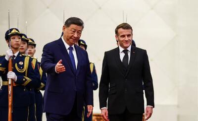 تصاویری از استقبال رسمی از مکرون در پکن (فیلم)