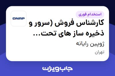  استخدام کارشناس فروش (سرور و ذخیره ساز های تحت شبکه) در ژوپین رایانه