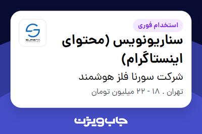 استخدام سناریونویس (محتوای اینستاگرام) - خانم در شرکت سورنا فلز هوشمند