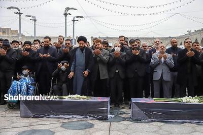  ویدئو| برگزاری مراسم ترحیم همسر و دختر سقاب اصفهانی معاون رئیس جمهور، در مشهد