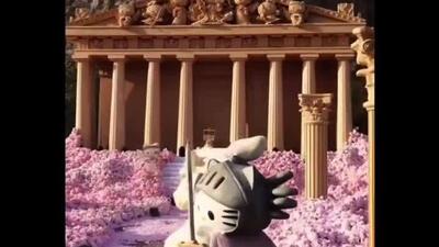  یک مرد چینی معبدی با تم هلو کیتی برای مراسم خواستگاری ساخت