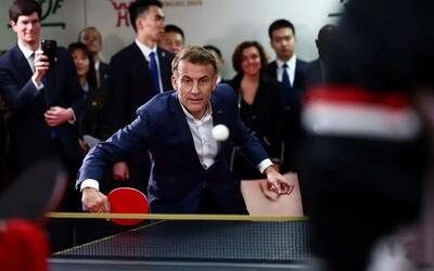  مکرون در سفر به چین تنیس روی میز بازی کرد (فیلم)