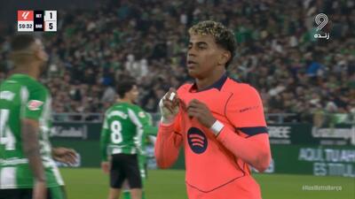 گل پنجم بارسلونا به بتیس (یامال)