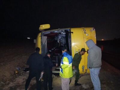  واژگونی اتوبوس در کرمانشاه با ۱۵ مصدوم