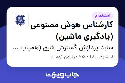  استخدام کارشناس هوش مصنوعی (یادگیری ماشین) در ساینا پردازش گسترش شرق (همیاب 24)