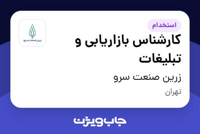  استخدام کارشناس بازاریابی و تبلیغات در زرین صنعت سرو