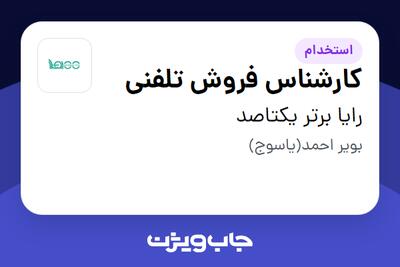  استخدام کارشناس فروش تلفنی در رایا برتر یکتاصد