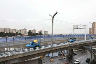 انسداد شبانه مسیر شرق به غرب تونل نیایش و پل صدر