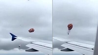 فیلم لحظه اصابت رعد و برق به بالن و انفجار مرگبار / مسافر هواپیما چه لحظه ای را ثبت کرد!