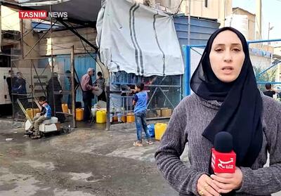 زندگی با یک گالن آب در هفته در اردوگاه المغازی نوار غزه - تسنیم