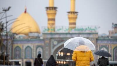 هوای بین‌الحرمین بارانی شد+ فیلم