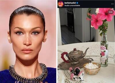  گلاب، فرش ایرانی و تخته نرد در خانه «بلا حدید» مُدل جهانی چه معنایی دارد؟ + عکس‌ها