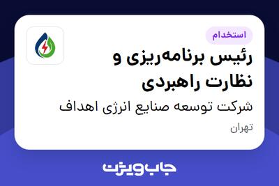  استخدام رئیس برنامه‌ریزی و نظارت راهبردی در شرکت توسعه صنایع انرژی اهداف