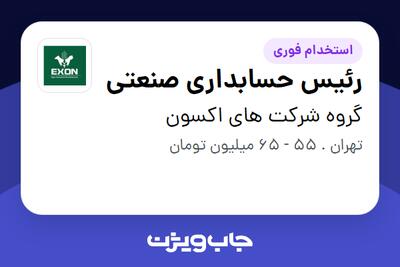  استخدام رئیس حسابداری صنعتی در گروه شرکت های اکسون