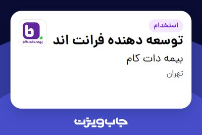  استخدام توسعه دهنده فرانت اند در بیمه دات کام