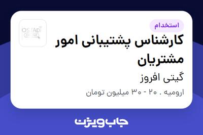  استخدام کارشناس پشتیبانی امور مشتریان در گیتی افروز
