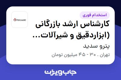  استخدام کارشناس ارشد بازرگانی (ابزاردقیق و شیرآلات کنترلی) در پترو سدید