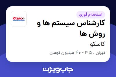  استخدام کارشناس سیستم ها و روش ها در کاسکو