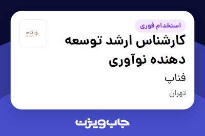  استخدام کارشناس ارشد توسعه دهنده نوآوری در فناپ