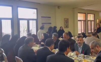 فیلم/ حضور سخنگوی دولت در سلف خواهران با همراهی آقایان