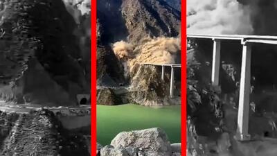 فیلم حادثه تخریب پل بزرگ در مسیر کوه