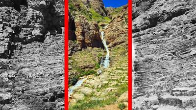  فیلم لحظه دیدن آبشار سیاه چشمان در چالوس