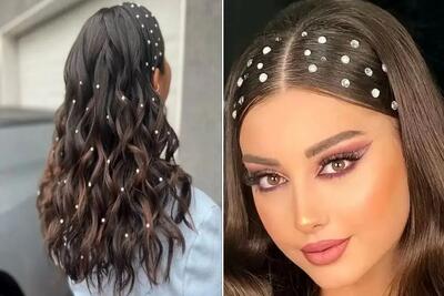  ایده های مدل موی عروسکی و شیک با مروارید چسبی؛ تزیین دلبرانه موی بلند و کوتاه