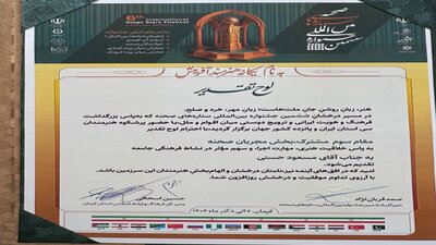  افتخارآفرینی هنرمند خراسان جنوبی در جشنواره بین‌المللی ستاره‌های صحنه
