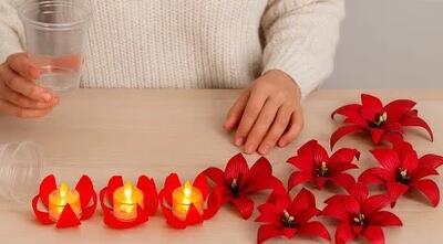  آموزش ساخت گل کریسمسی با فنجان پلاستیکی