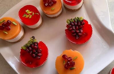  طرز تهیه چیزکیک های تک نفره یلدایی؛ چیزکیک های مینی بدون قالب در چند دقیقه