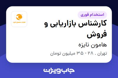  استخدام کارشناس بازاریابی و فروش در هامون نایزه
