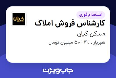  استخدام کارشناس فروش املاک - خانم در مسکن کیان