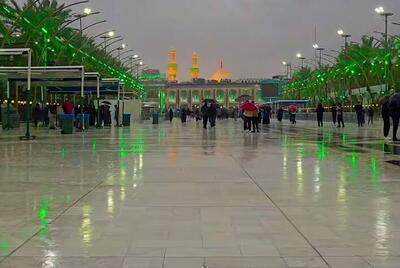  فیلم/ بارش باران صبحگاهی در کربلای معلی